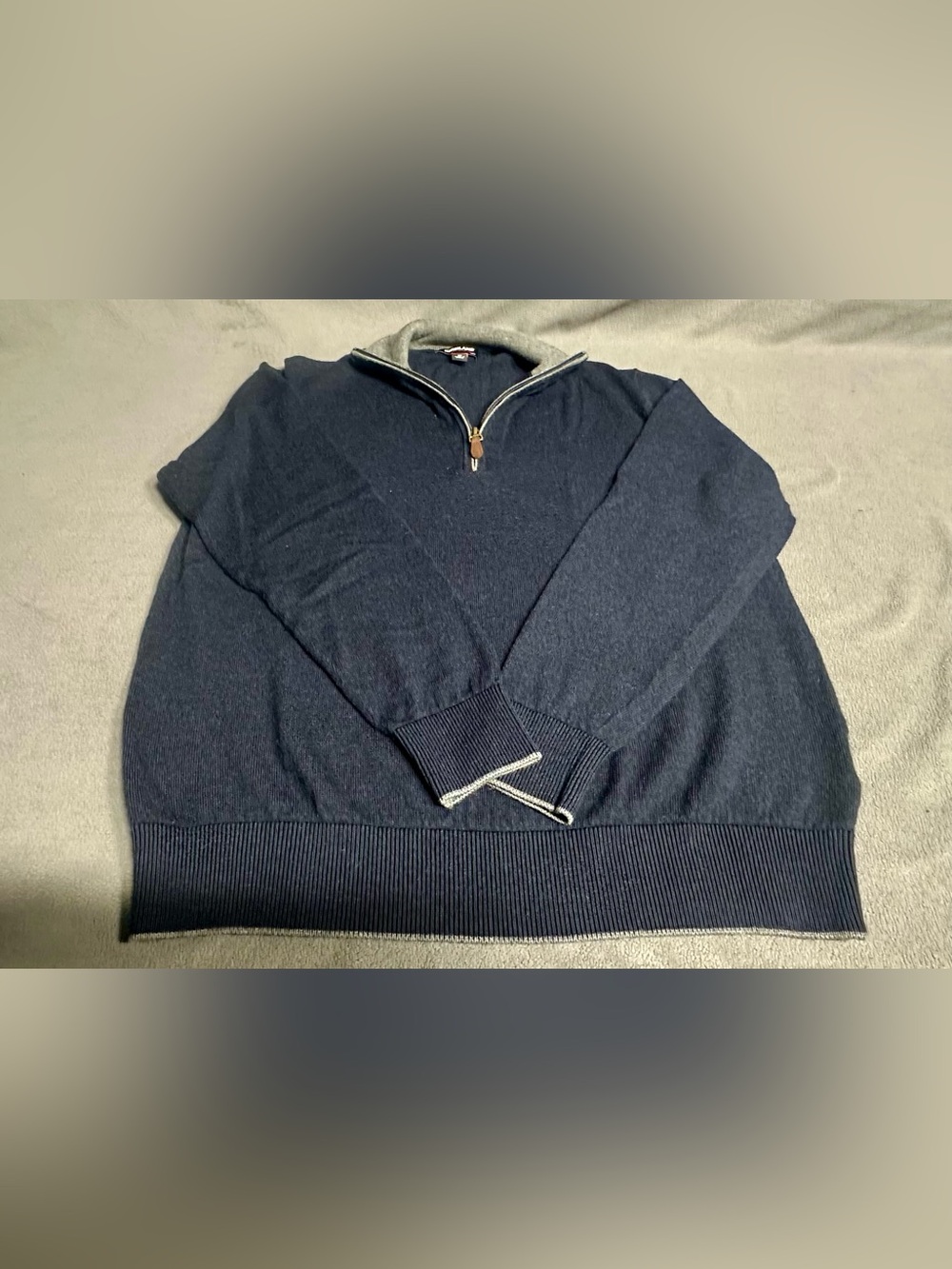 Kirkland Signature Navy Half-Zip Sweater with Contrast Trim